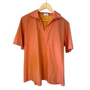 Vintage Zanella Men's Italian Casual Orange iridescent Polo Shirt